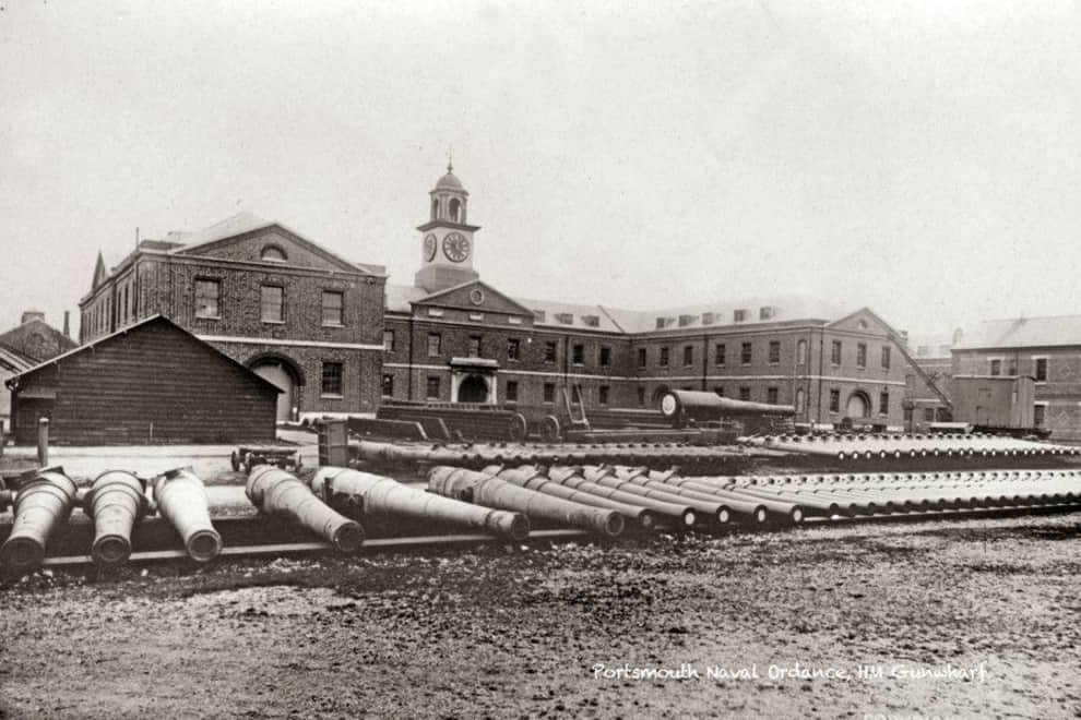 Historic photograph of the Vulcan Building, then Grand Storehouse for naval armaments at HMS Vernon, Portsmouth